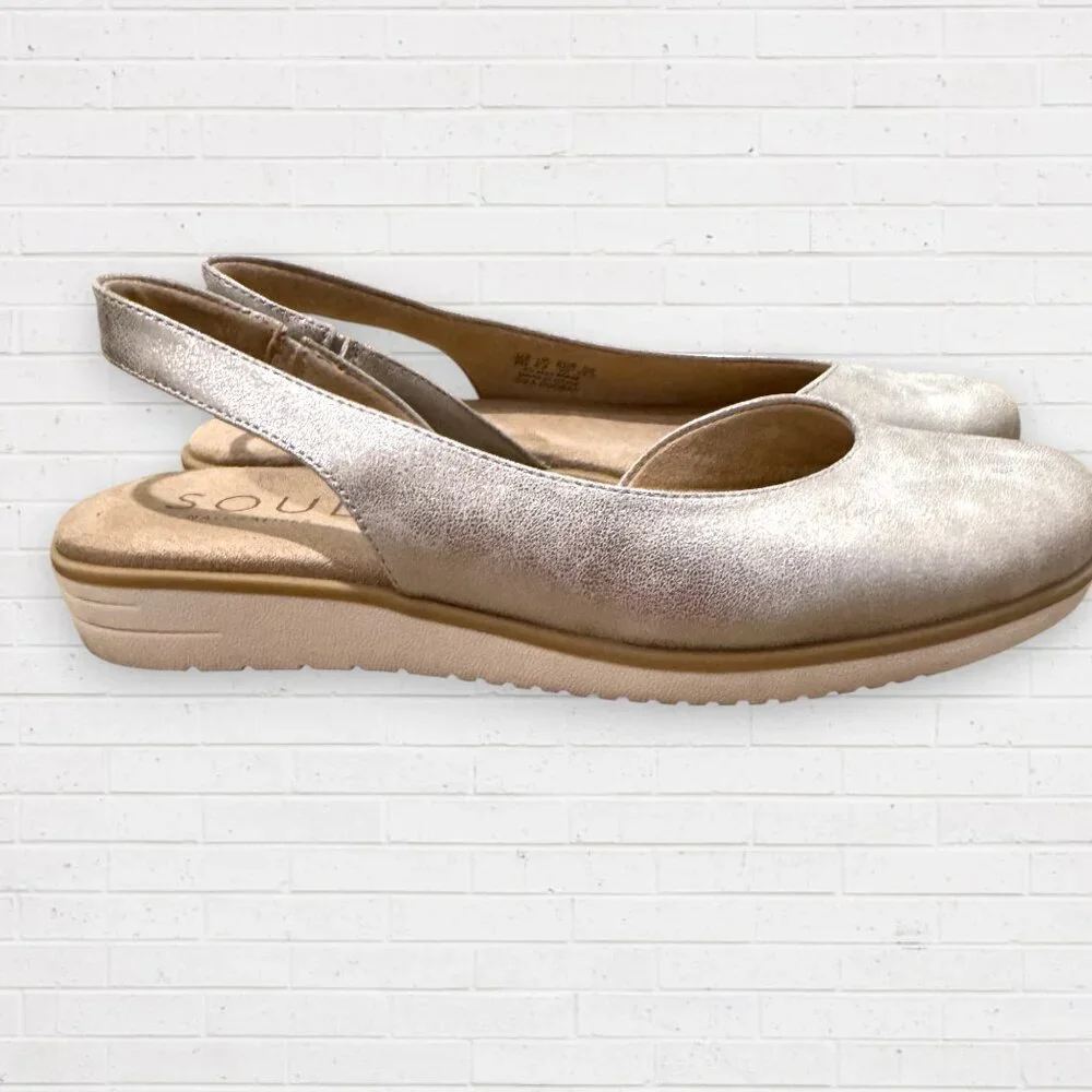 NATURALIZER Soul Idea Dorsey Metallic Slingback Ballet Comfort Flats Women's 9